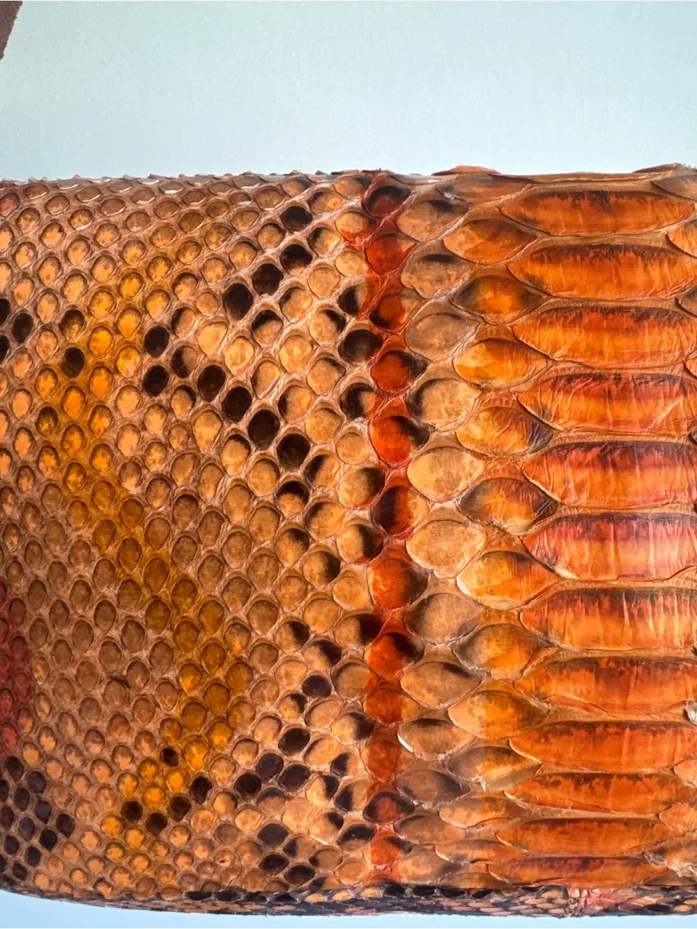 Fendi Orange and Black Python Shoulder Baguette Bag